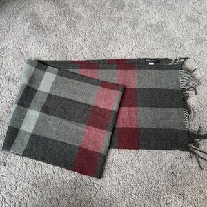 Banana Republic Charcoal and Burgundy Plaid Scarf